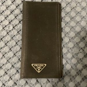 Prada Nylon Black Checkbook Cover/Billfold
